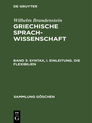 cover image of Syntax, I. Einleitung. Die Flexibilien